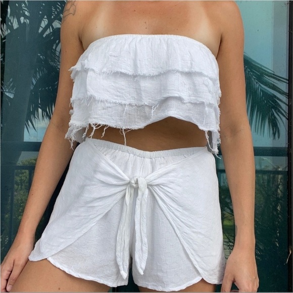 Cotton Candy White Beachy Flowy Two Piece Set S - Picture 1 of 7
